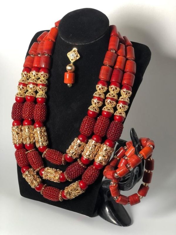 Bridal Coral Bead Jewelry with Pendant